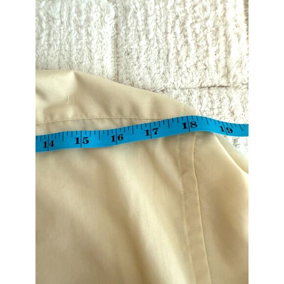 Arrow Men's Fitted Cream Button Down Long Sleeve Dress Shirt Size Medium Career - Picture 10 of 15